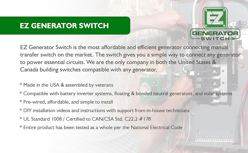 The Original EZ GENERATOR TRANSFER SWITCH - UL / CSA